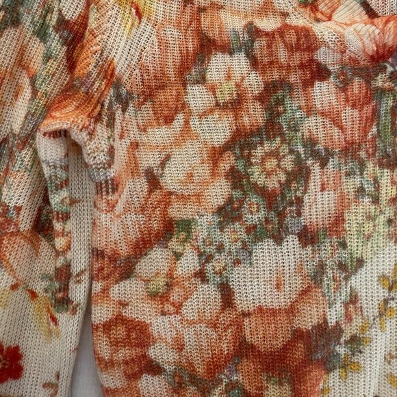 Anthropologie XS Knit Sweater Ivory Floral V-Neck Hi-Low Boho Pullover Top - Picture 12 of 16
